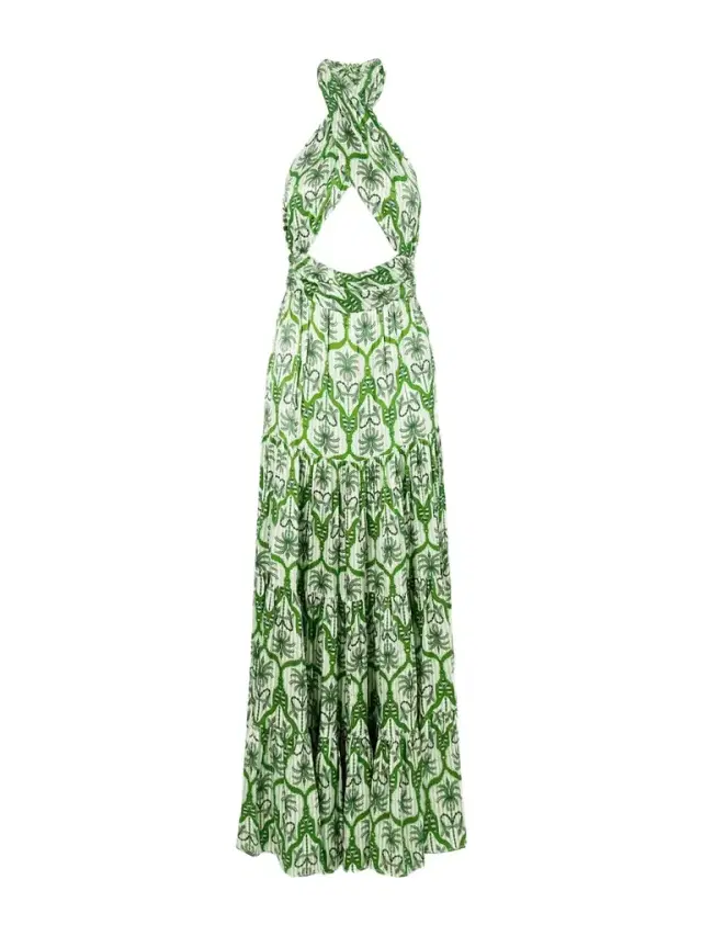 Nina Cutout Printed Silk-blend Satin Maxi Dress