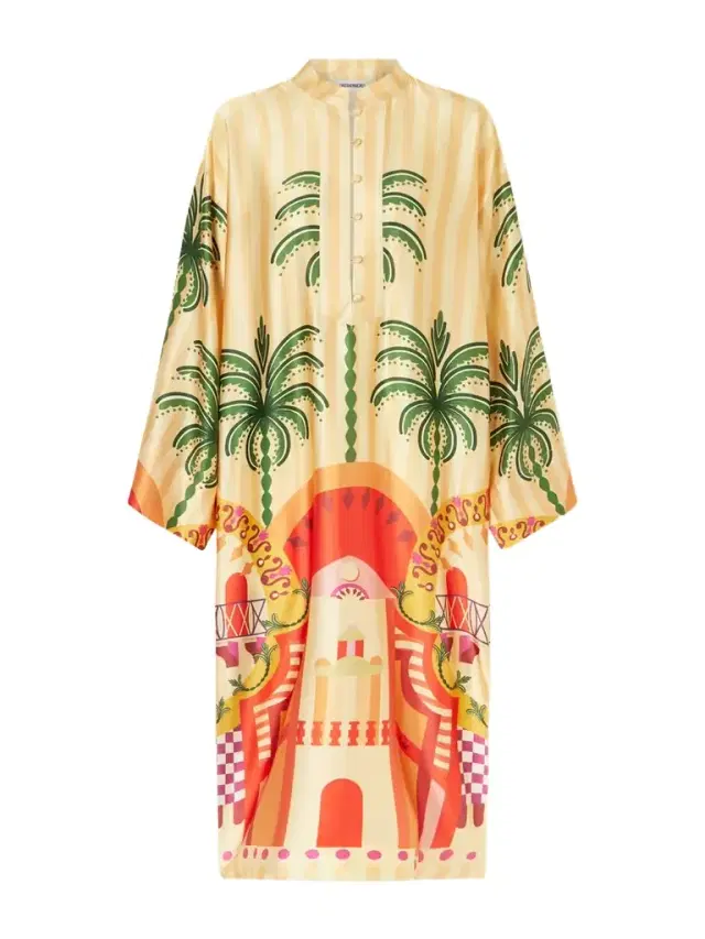 Fiorenza Printed Silk-satin Kaftan
