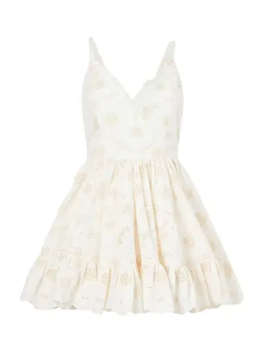 Cristiano Marcheli Fernanda Open-back Ruffled Broderie Anglaise Cotton Mini Dress | Thumbnail 1 Cristiano Marcheli Fernanda Open-back Ruffled Broderie Anglaise Cotton Mini Dress | Thumbnail 1