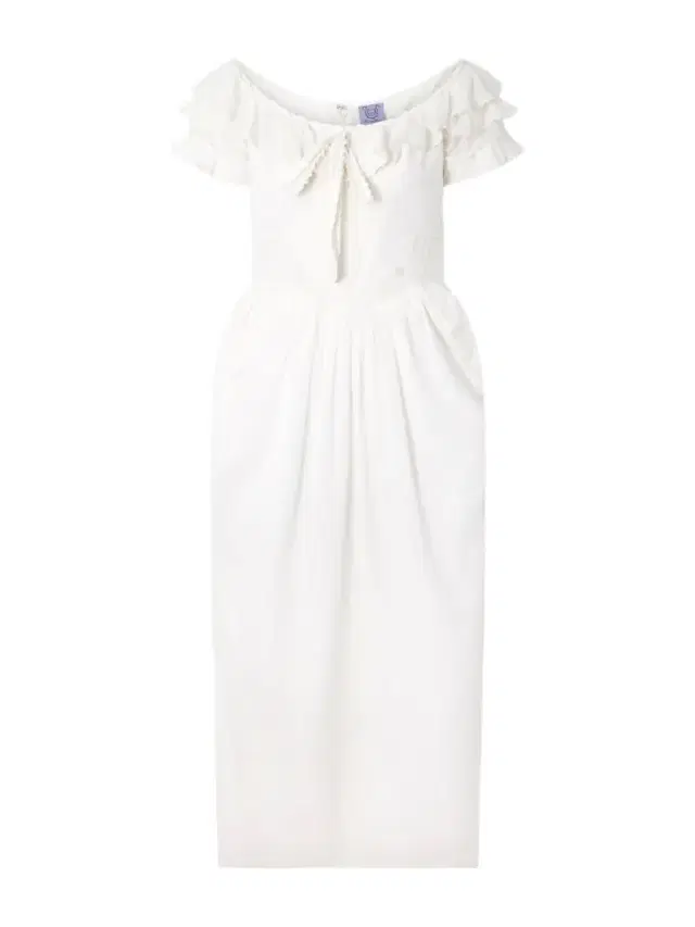 Thierry Colson Falbala Off-the-shoulder Bow-detailed Ruffled Pleated Embroidered Cotton-voile Midi Dress