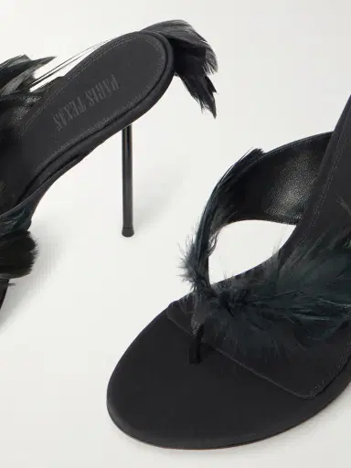 Paris Texas Lidia 105 Feather-trimmed Satin Mules | Thumbnail 5 Paris Texas Lidia 105 Feather-trimmed Satin Mules | Thumbnail 5