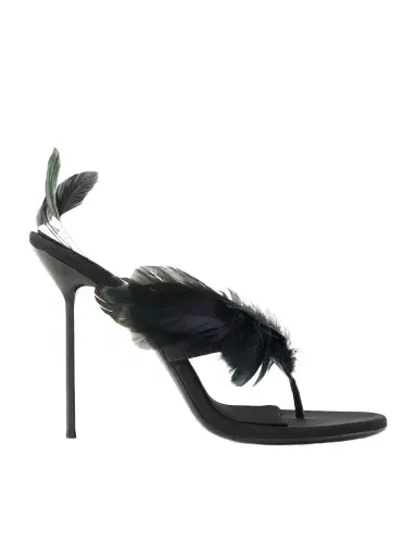 Paris Texas Lidia 105 Feather-trimmed Satin Mules | Thumbnail 1 Paris Texas Lidia 105 Feather-trimmed Satin Mules | Thumbnail 1
