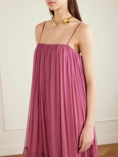 Chloé Tiered Pleated Silk-chiffon Maxi Dress | Thumbnail 4 Chloé Tiered Pleated Silk-chiffon Maxi Dress | Thumbnail 4