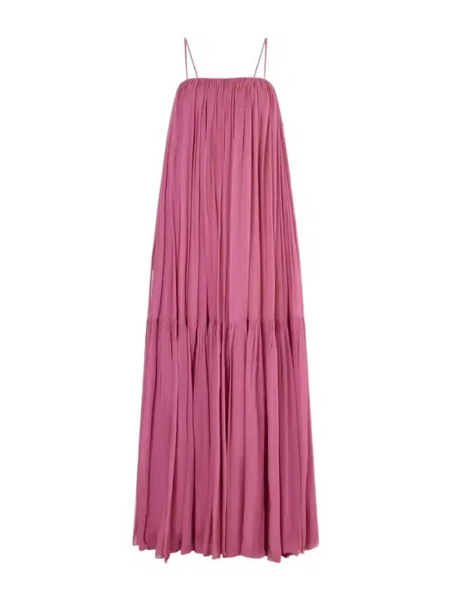 Tiered Pleated Silk-chiffon Maxi Dress