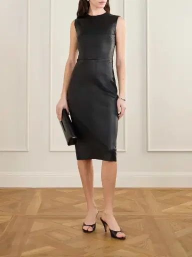 STOULS Eva Paneled Leather Midi Dress | Thumbnail 2 STOULS Eva Paneled Leather Midi Dress | Thumbnail 2