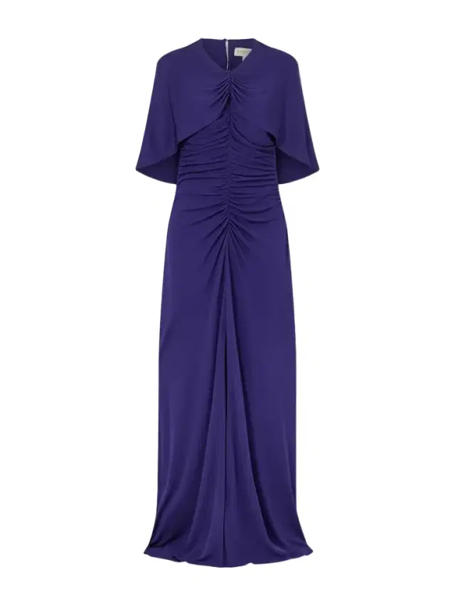 Matilda Ruched Cape-effect Jersey Gown