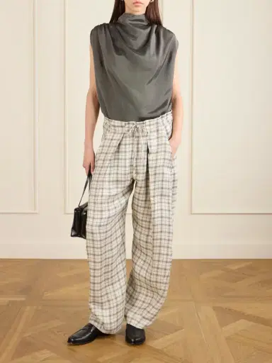 Kallmeyer Clemence Pleated Checked Linen-blend Pants | Thumbnail 2 Kallmeyer Clemence Pleated Checked Linen-blend Pants | Thumbnail 2