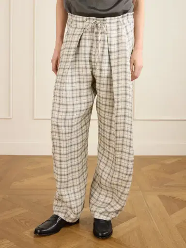 Kallmeyer Clemence Pleated Checked Linen-blend Pants | Thumbnail 3 Kallmeyer Clemence Pleated Checked Linen-blend Pants | Thumbnail 3