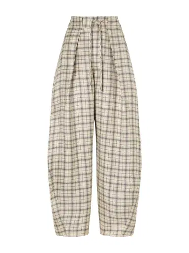 Kallmeyer Clemence Pleated Checked Linen-blend Pants | Thumbnail 1 Kallmeyer Clemence Pleated Checked Linen-blend Pants | Thumbnail 1