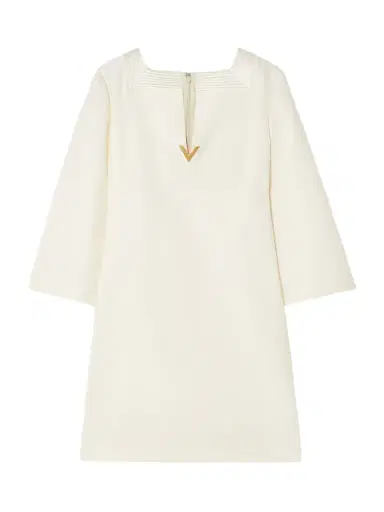 Valentino Garavani Embellished Silk Satin-trimmed Wool And Silk-blend Crepe Mini Dress | Thumbnail 1 Valentino Garavani Embellished Silk Satin-trimmed Wool And Silk-blend Crepe Mini Dress | Thumbnail 1