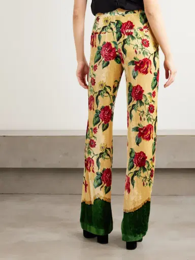 Valentino Garavani Floral Velvet-jacquard Straight-leg Pants | Thumbnail 3 Valentino Garavani Floral Velvet-jacquard Straight-leg Pants | Thumbnail 3