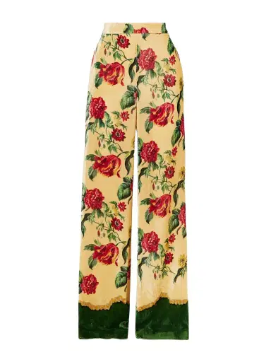 Valentino Garavani Floral Velvet-jacquard Straight-leg Pants | Thumbnail 1 Valentino Garavani Floral Velvet-jacquard Straight-leg Pants | Thumbnail 1
