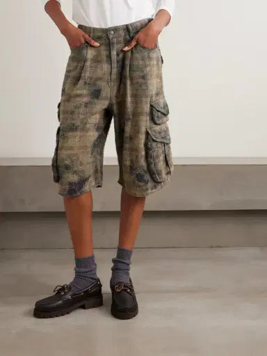 R13 Checked Distressed Cotton-flannel Cargo Shorts | Thumbnail 3 R13 Checked Distressed Cotton-flannel Cargo Shorts | Thumbnail 3