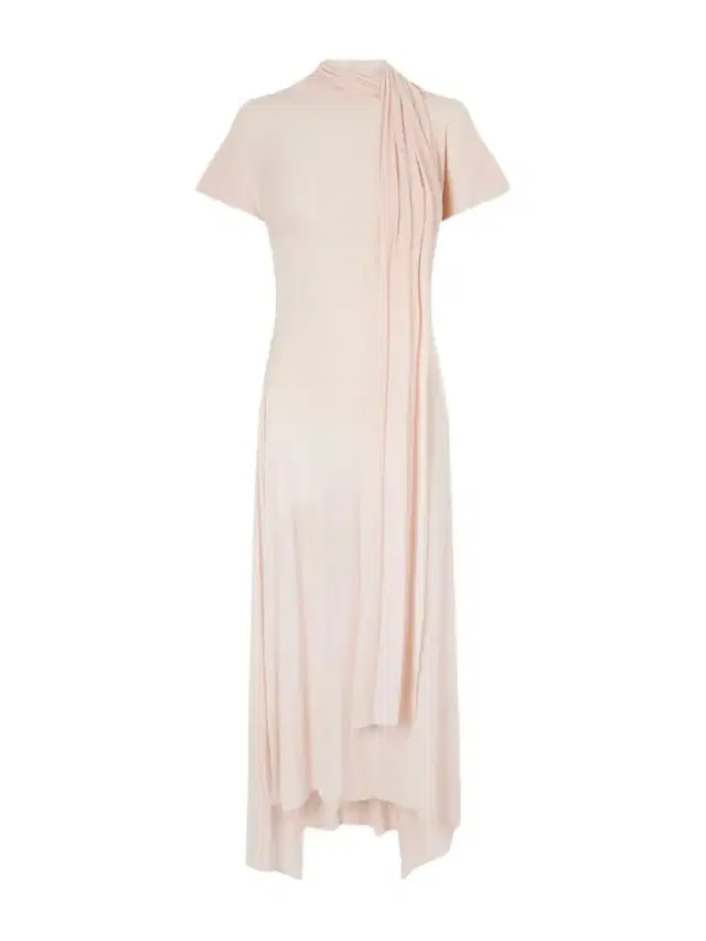 Scarf-detailed Open-back Asymmetric Jersey Dress