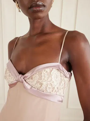Valentino Garavani Lace- And Satin-trimmed Silk-georgette Gown | Thumbnail 4 Valentino Garavani Lace- And Satin-trimmed Silk-georgette Gown | Thumbnail 4