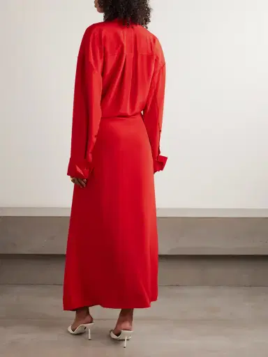 Sportmax Knotted Silk-blend Crepe De Chine Maxi Shirt Dress | Thumbnail 3 Sportmax Knotted Silk-blend Crepe De Chine Maxi Shirt Dress | Thumbnail 3