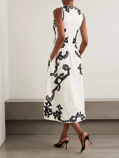 Ulla Johnson Sonali Appliquéd Pleated Cotton-sateen Midi Dress | Thumbnail 3
