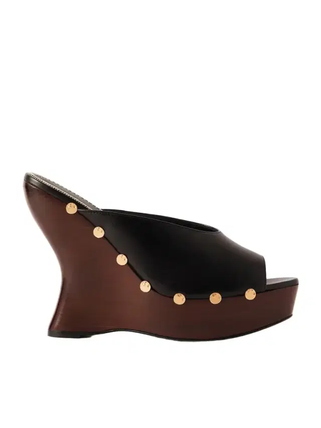 Studded Leather Wedge Mules