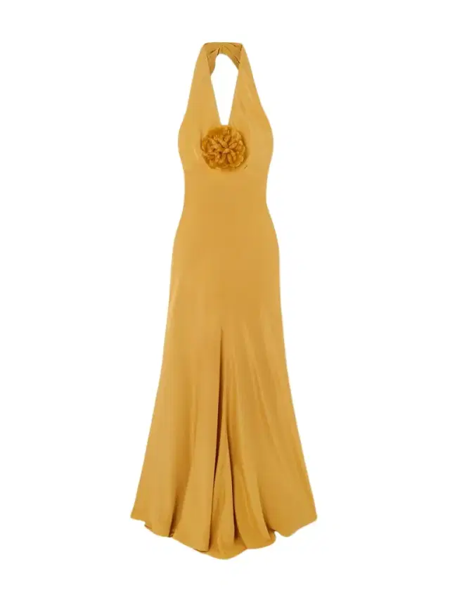 Embellished Silk-crepe Halterneck Gown