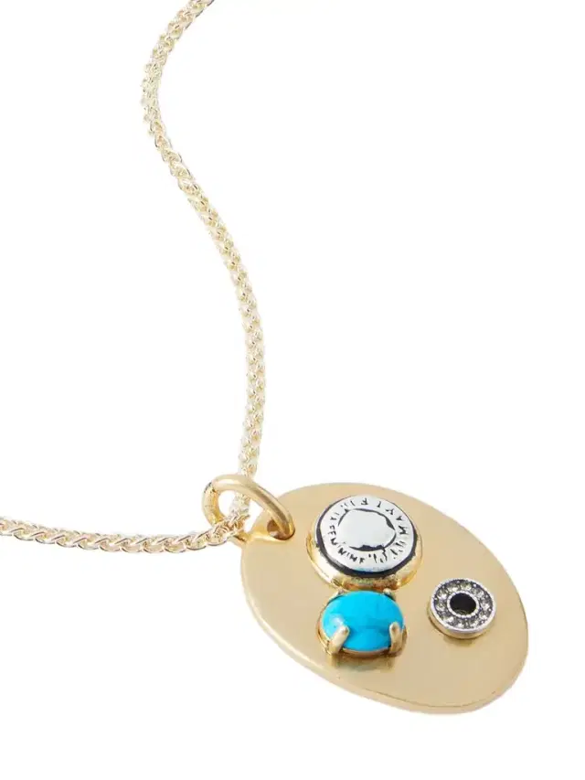 Arpelle Gold-plated, Turquoise, Pewter And Crystal Necklace
