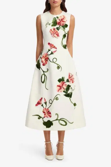 LEO LIN Cleo Dress - Vine Print Snow | Thumbnail 2