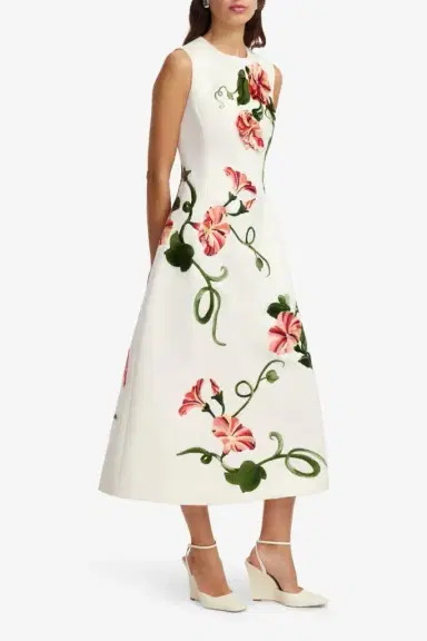LEO LIN Cleo Dress - Vine Print Snow | Thumbnail 3