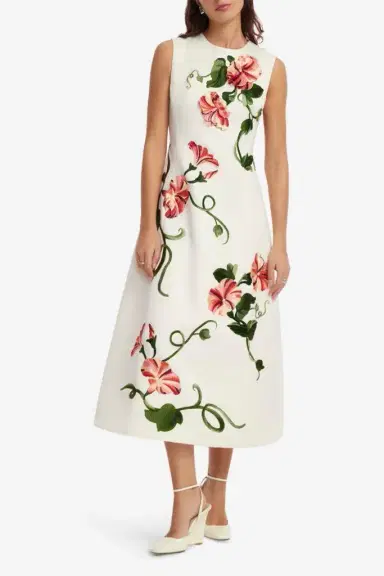 LEO LIN Cleo Dress - Vine Print Snow | Thumbnail 4