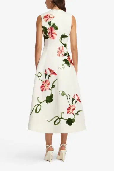 LEO LIN Cleo Dress - Vine Print Snow | Thumbnail 6