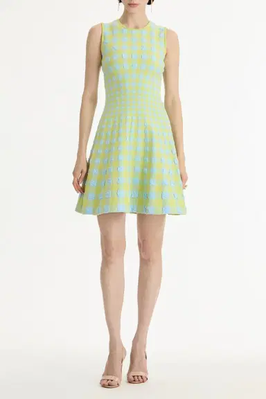 Oscar de la Renta Gingham Fit And Flare Dress | Thumbnail 2