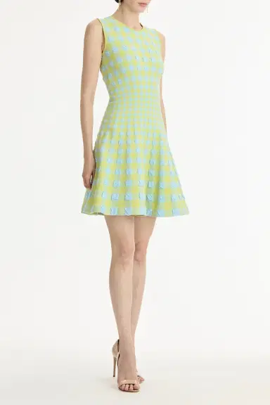 Oscar de la Renta Gingham Fit And Flare Dress | Thumbnail 3