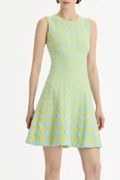 Oscar de la Renta Gingham Fit And Flare Dress | Thumbnail 5