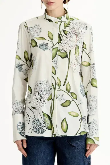 Oscar de la Renta Long Sleeve Porcelain Flower Blouse | Thumbnail 4 Oscar de la Renta Long Sleeve Porcelain Flower Blouse | Thumbnail 4