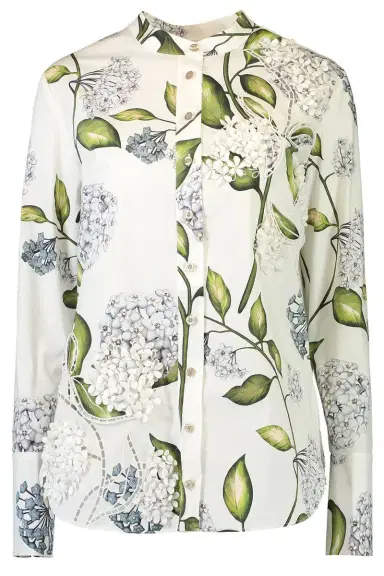 Oscar de la Renta Long Sleeve Porcelain Flower Blouse | Thumbnail 1 Oscar de la Renta Long Sleeve Porcelain Flower Blouse | Thumbnail 1