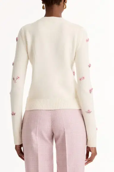 Oscar de la Renta Multi Color Sequin Cluster Embroidered Pullover | Thumbnail 6 Oscar de la Renta Multi Color Sequin Cluster Embroidered Pullover | Thumbnail 6