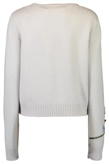 Oscar de la Renta Porcelain Flower V Neck Cardigan | Thumbnail 7