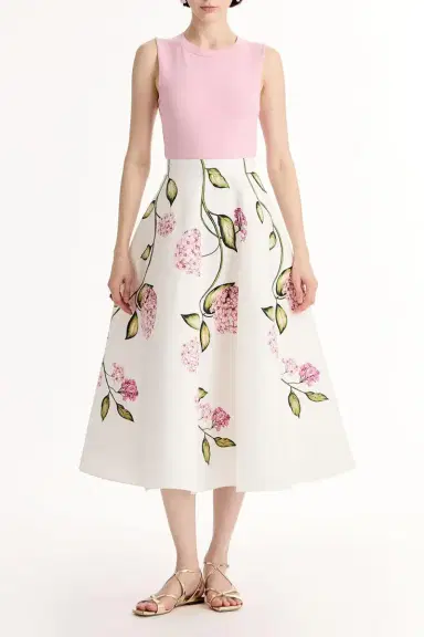 Oscar de la Renta Porcelain Flowers Skirt | Thumbnail 2