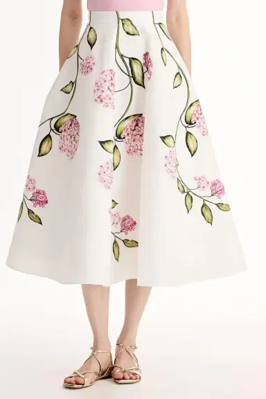 Oscar de la Renta Porcelain Flowers Skirt | Thumbnail 5