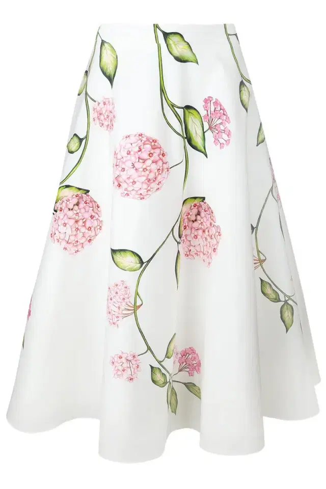 Oscar de la Renta Porcelain Flowers Skirt