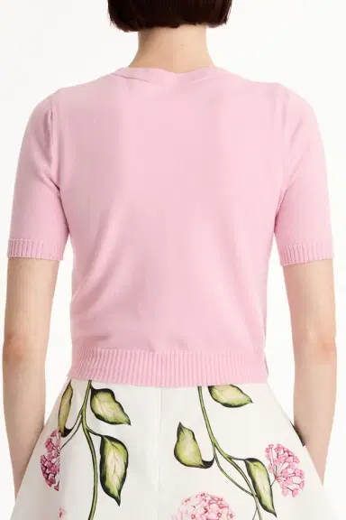 Oscar de la Renta Short Sleeve Cardigan - Pink | Thumbnail 5