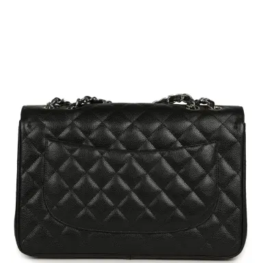 Chanel Chanel Jumbo Classic Single Flap Bag Black Caviar Silver Hardware | Thumbnail 5 Chanel Chanel Jumbo Classic Single Flap Bag Black Caviar Silver Hardware | Thumbnail 5