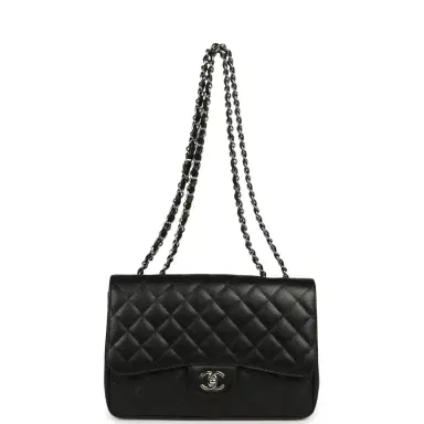 Chanel Chanel Jumbo Classic Single Flap Bag Black Caviar Silver Hardware | Thumbnail 7 Chanel Chanel Jumbo Classic Single Flap Bag Black Caviar Silver Hardware | Thumbnail 7
