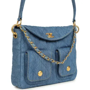 Chanel Chanel Small Supple Twins Hobo Bag Light Blue Denim Brushed Gold Hardware | Thumbnail 2 Chanel Chanel Small Supple Twins Hobo Bag Light Blue Denim Brushed Gold Hardware | Thumbnail 2