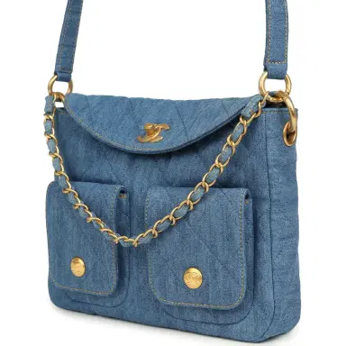 Chanel Chanel Small Supple Twins Hobo Bag Light Blue Denim Brushed Gold Hardware | Thumbnail 3 Chanel Chanel Small Supple Twins Hobo Bag Light Blue Denim Brushed Gold Hardware | Thumbnail 3