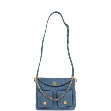 Chanel Chanel Small Supple Twins Hobo Bag Light Blue Denim Brushed Gold Hardware | Thumbnail 6 Chanel Chanel Small Supple Twins Hobo Bag Light Blue Denim Brushed Gold Hardware | Thumbnail 6
