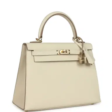 HERMÈS Hermes Kelly Sellier 25 Craie Epsom Permabrass Hardware | Thumbnail 2