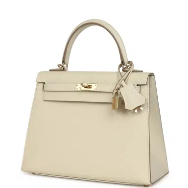 HERMÈS Hermes Kelly Sellier 25 Craie Epsom Permabrass Hardware | Thumbnail 5