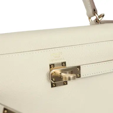 HERMÈS Hermes Kelly Sellier 25 Craie Epsom Permabrass Hardware | Thumbnail 8