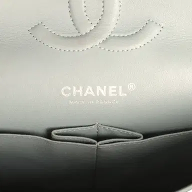 Chanel Pre-owned Chanel Medium Classic Double Flap Bag Blue Shiny Caviar Silver Hardware | Thumbnail 8 Chanel Pre-owned Chanel Medium Classic Double Flap Bag Blue Shiny Caviar Silver Hardware | Thumbnail 8