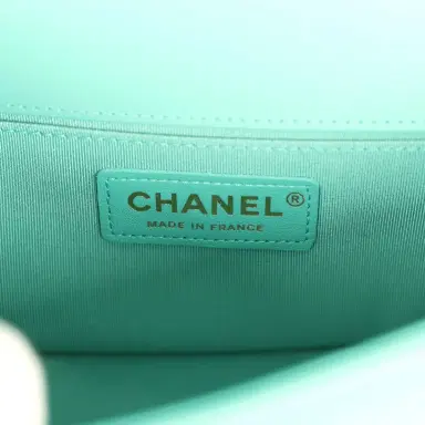 Chanel Pre-owned Chanel Small Boy Bag Turquoise Lambskin Antique Gold Hardware | Thumbnail 9 Chanel Pre-owned Chanel Small Boy Bag Turquoise Lambskin Antique Gold Hardware | Thumbnail 9