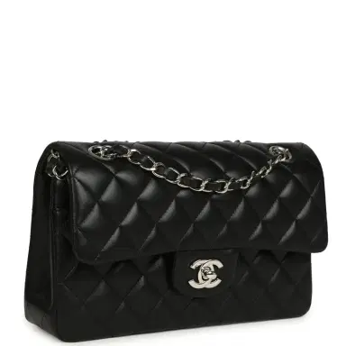 Chanel Pre-owned Chanel Small Classic Double Flap Bag Black Lambskin Silver Hardware | Thumbnail 2 Chanel Pre-owned Chanel Small Classic Double Flap Bag Black Lambskin Silver Hardware | Thumbnail 2